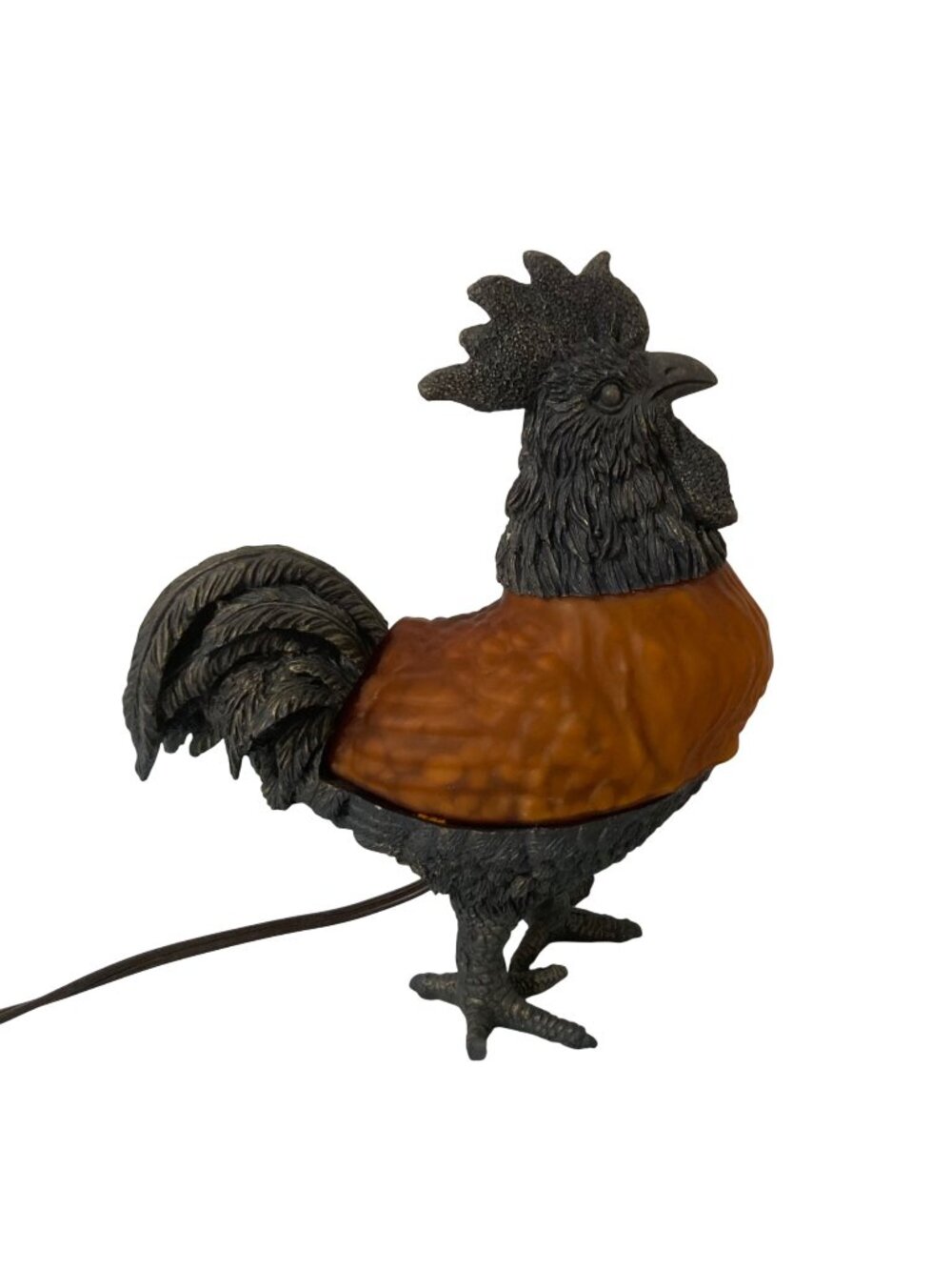 Vintage Amber Glass Rooster Decorative Table Lamp